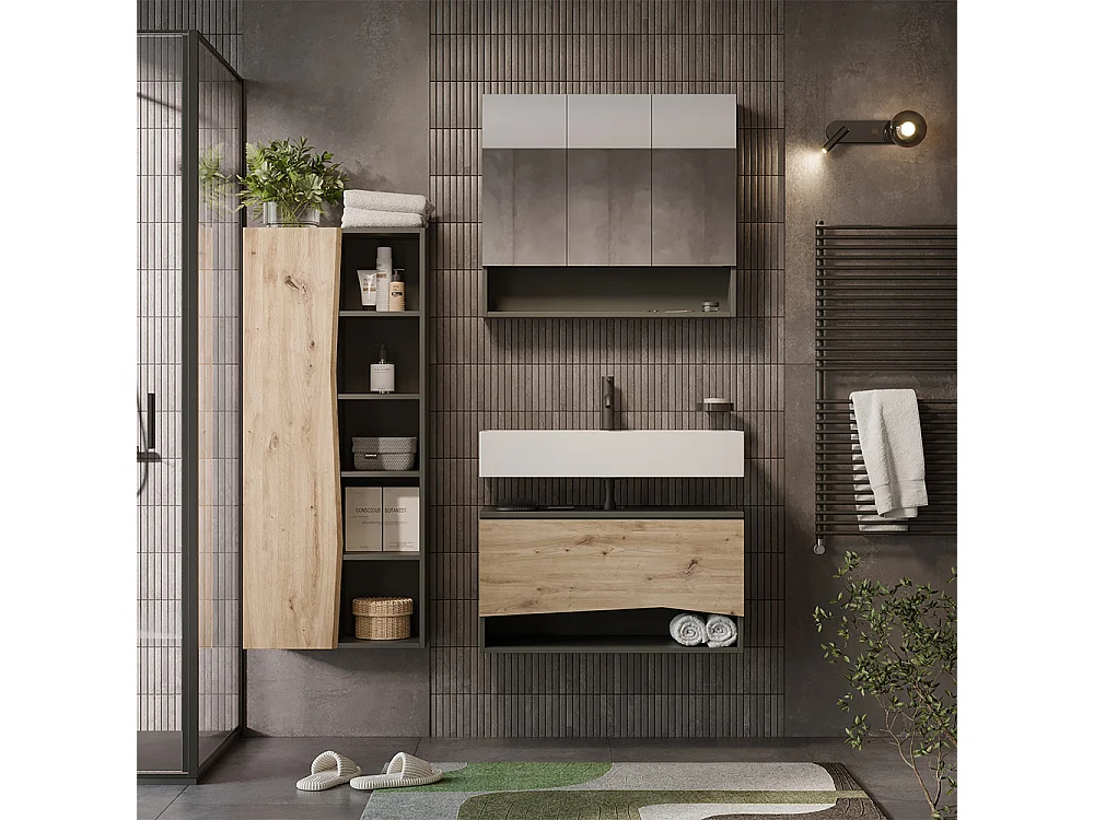 Zestaw mebli łazienkowych dąb artisan/antracyt 80x43x42.8 willow