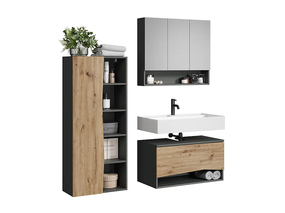 Zestaw mebli łazienkowych dąb artisan/antracyt 80x43x42.8 willow