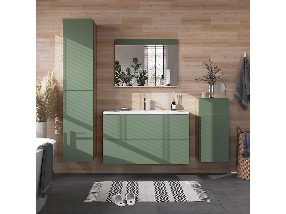 Zestaw mebli łazienkowych zielony/dąb goldkraft 100x44.6x57.8 izan