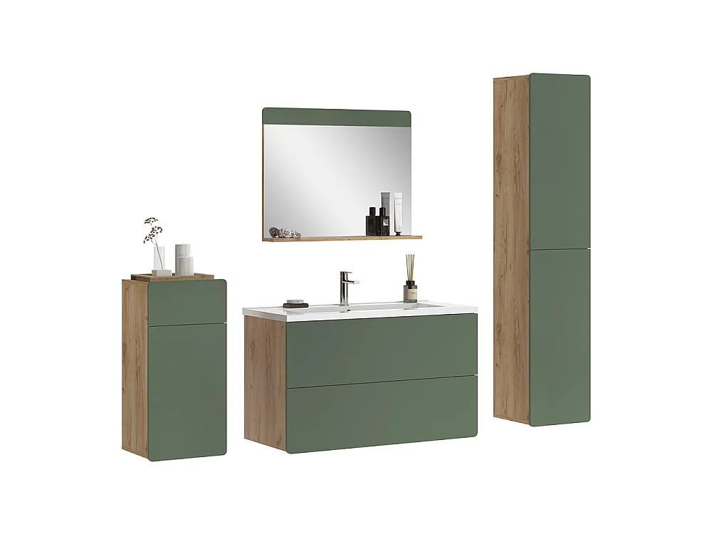 Zestaw mebli łazienkowych zielony/dąb goldkraft 100x44.6x57.8 izan