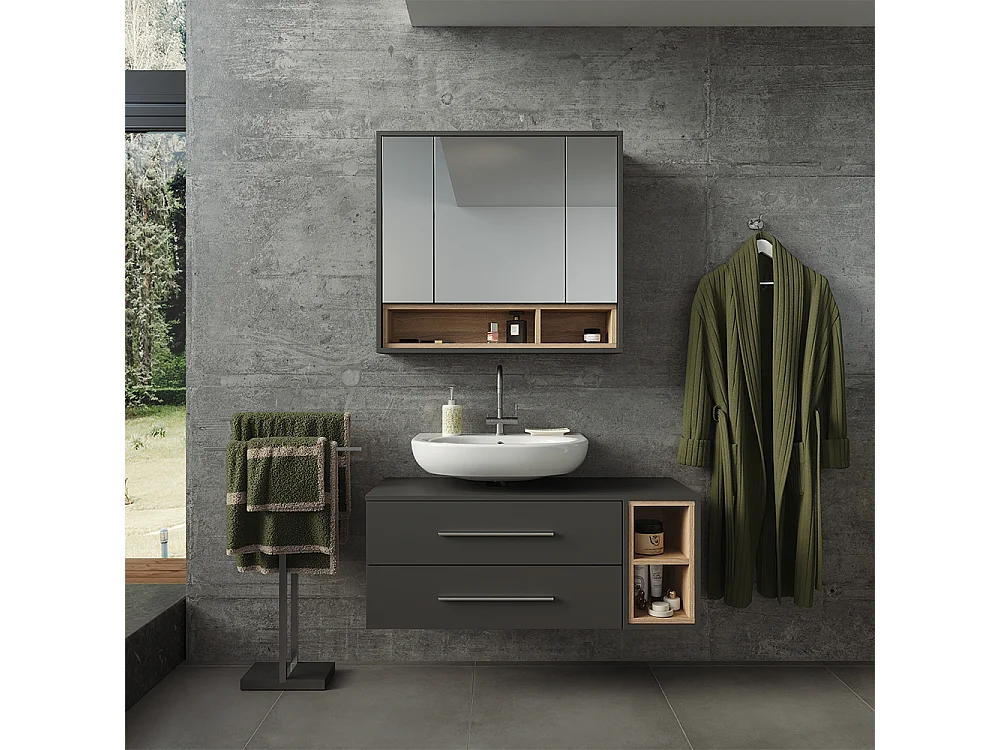 Badmöbel-Set anthrazit/sonoma 100x40x40 beatrice