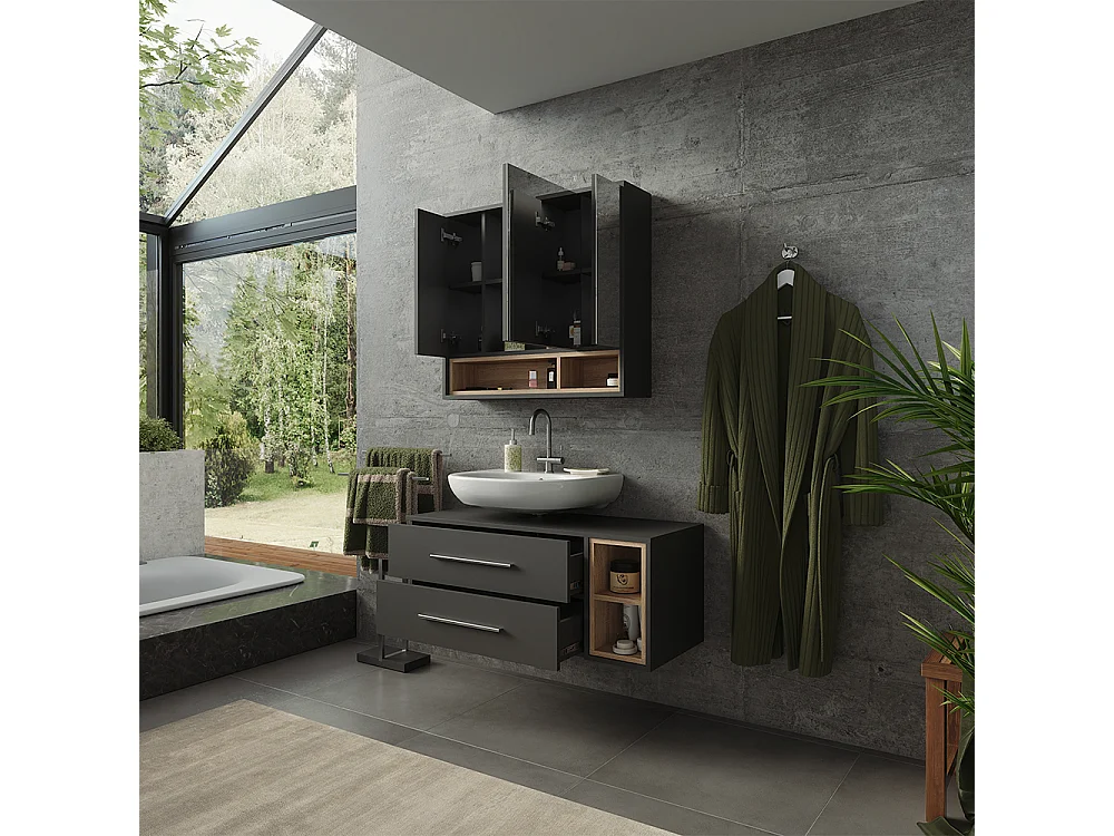 Badmöbel-Set anthrazit/sonoma 100x40x40 beatrice