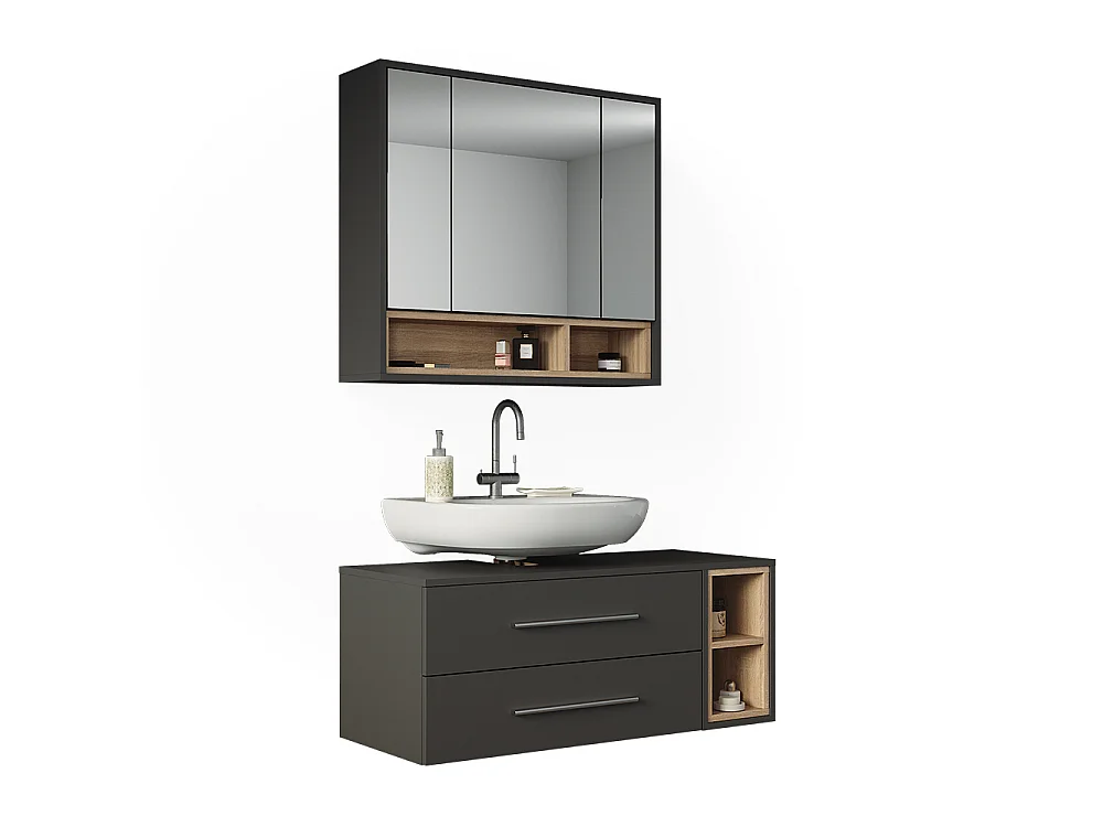Badmöbel-Set anthrazit/sonoma 100x40x40 beatrice