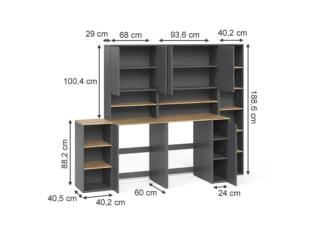 Badmöbel-Set anthrazit/goldkraft eiche 40x27.3x188.6 viktor
