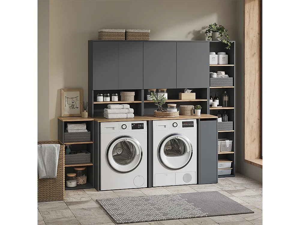 Badmöbel-Set anthrazit/goldkraft eiche 40x27.3x188.6 viktor
