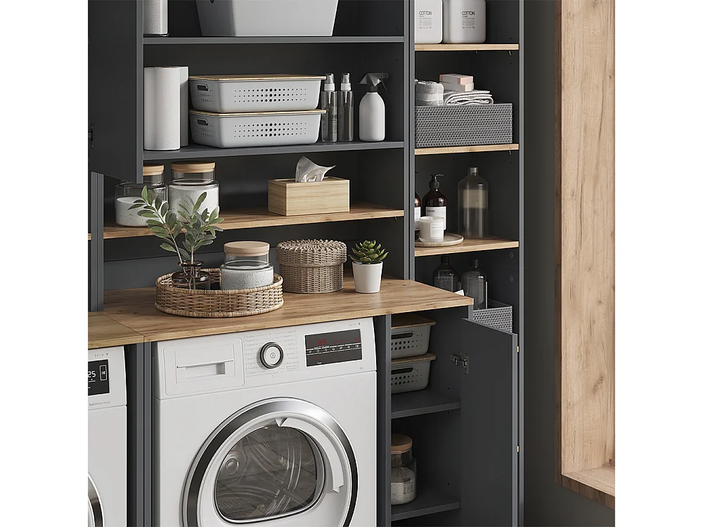 Badmöbel-Set anthrazit/goldkraft eiche 40x27.3x188.6 viktor