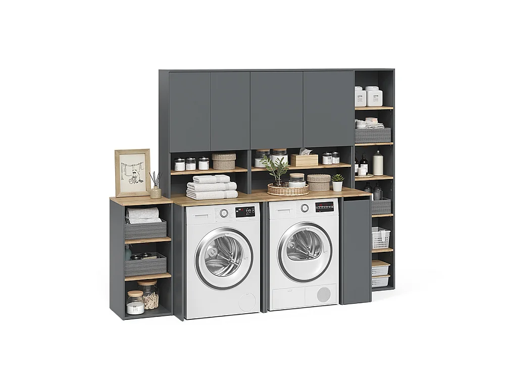 Badmöbel-Set anthrazit/goldkraft eiche 40x27.3x188.6 viktor