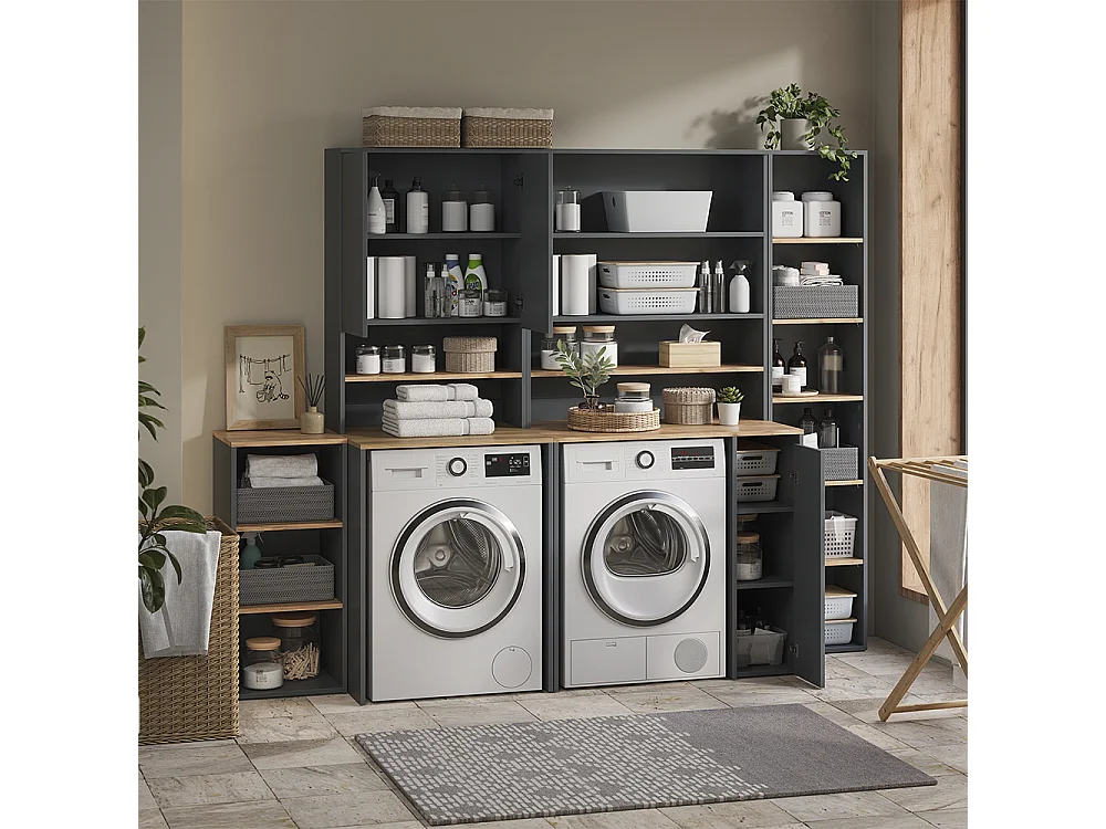 Badmöbel-Set anthrazit/goldkraft eiche 40x27.3x188.6 viktor