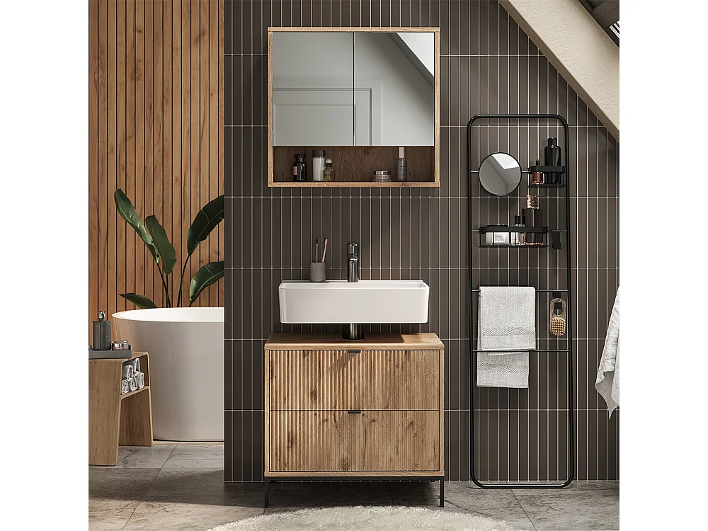 Meubles bain chêne viking 70x45.1x63 eliza