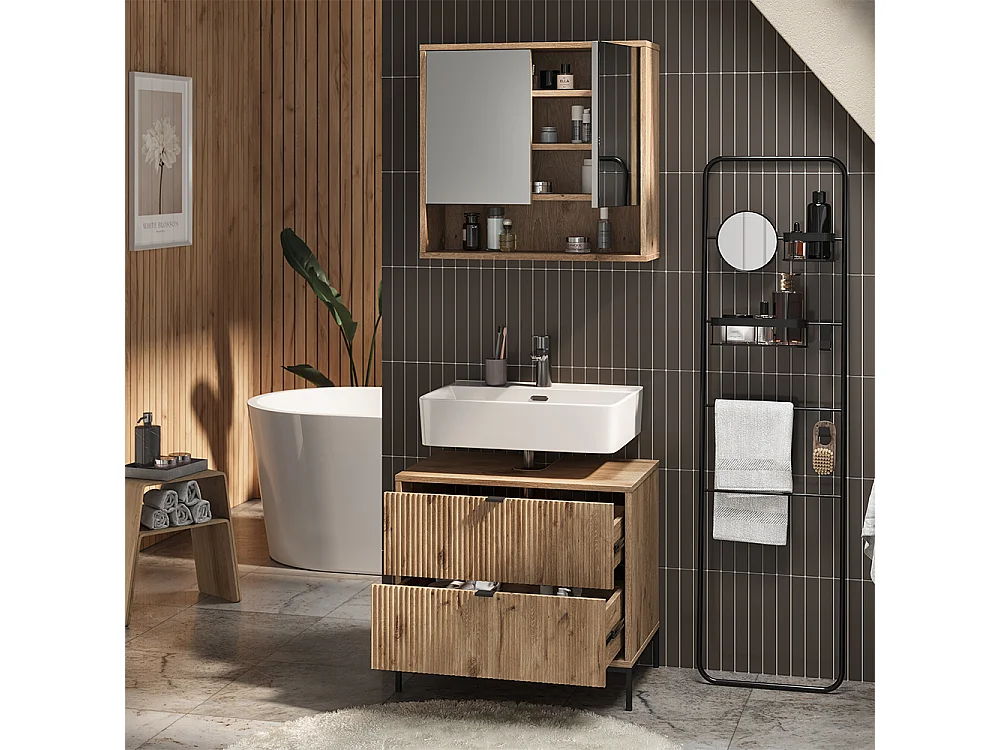 Meubles bain chêne viking 70x45.1x63 eliza