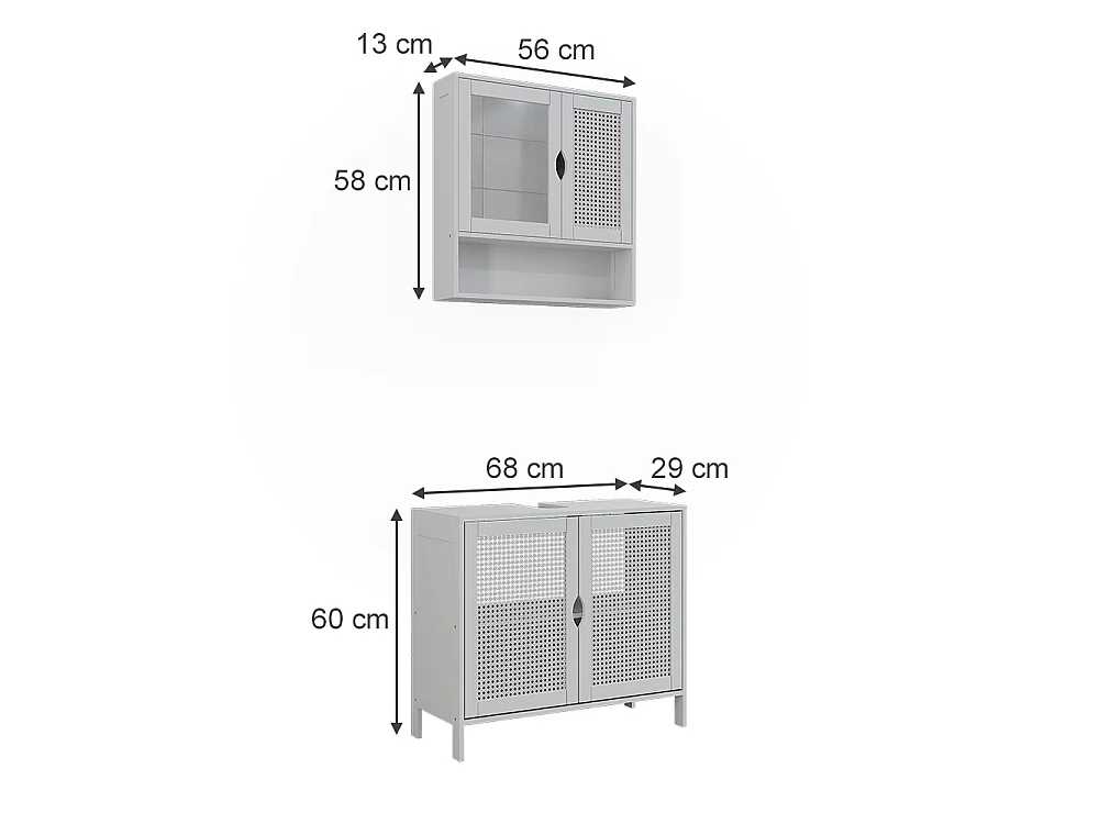 Badrumsmöbelset vit 70x29x60 liora