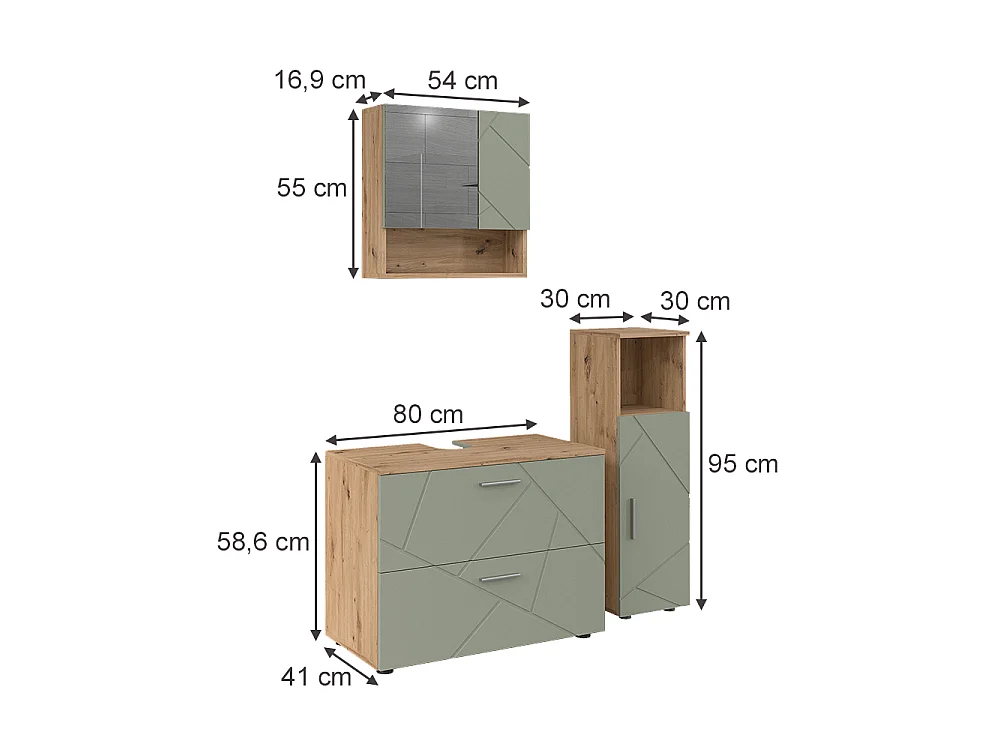 Badrumsmöbelset salvia grön 80x41x58.6 irma