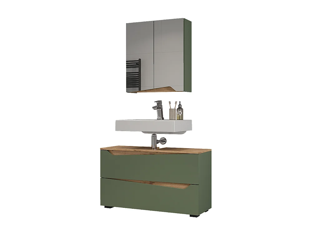 Badrumsmöbelset grön/hantverks ek 100x35x57.5 marelle