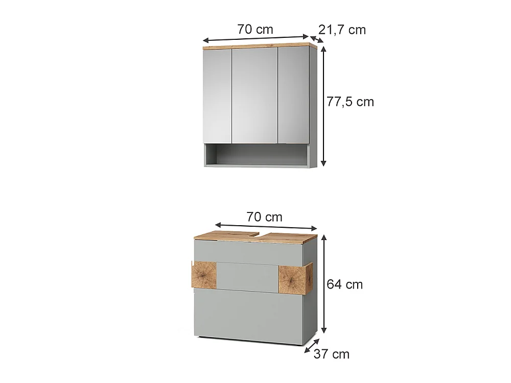 Badrumsmöbelset grå 70x37x64 eden