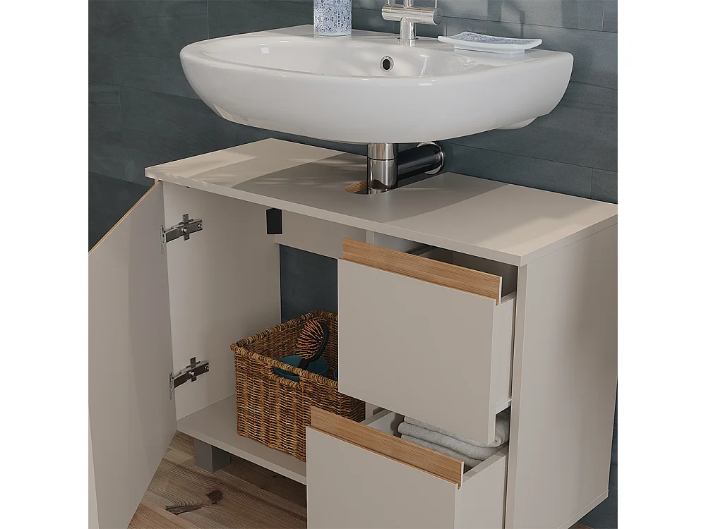 Zestaw mebli łazienkowych kaszmir/dąb artisan 80x33x60.8 j-shape