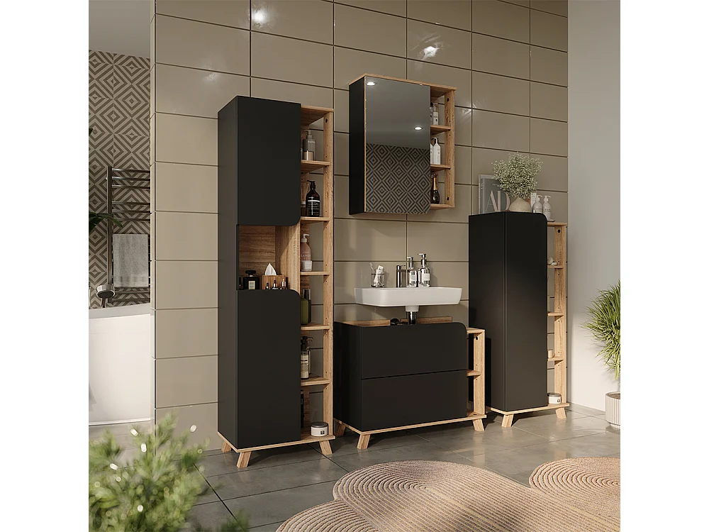 Zestaw mebli łazienkowych antracyt/sonoma 80x35x65 karen