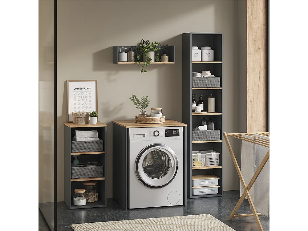 Badmöbel-Set anthrazit/goldkraft eiche 40x27.3x188.6 viktor