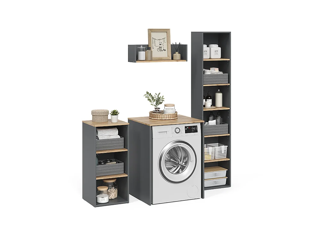 Badmöbel-Set anthrazit/goldkraft eiche 40x27.3x188.6 viktor