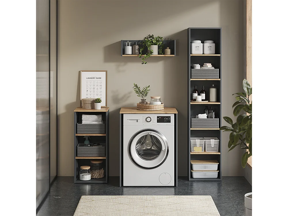 Badmöbel-Set anthrazit/goldkraft eiche 40x27.3x188.6 viktor