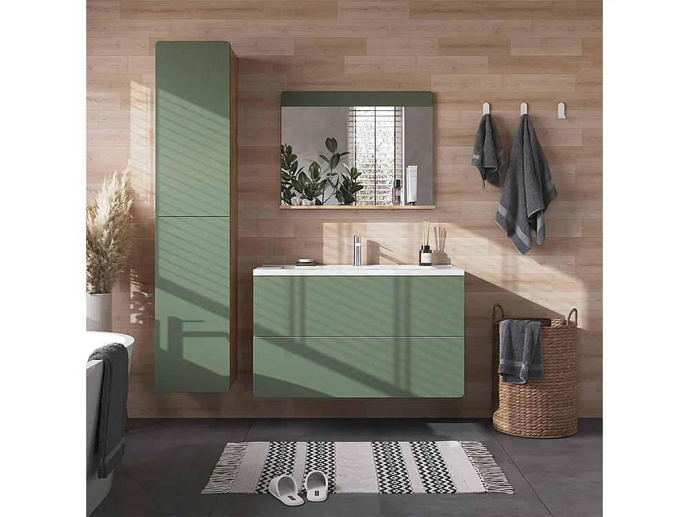 Zestaw mebli łazienkowych zielony/dąb goldkraft 100x44.6x57.8 izan