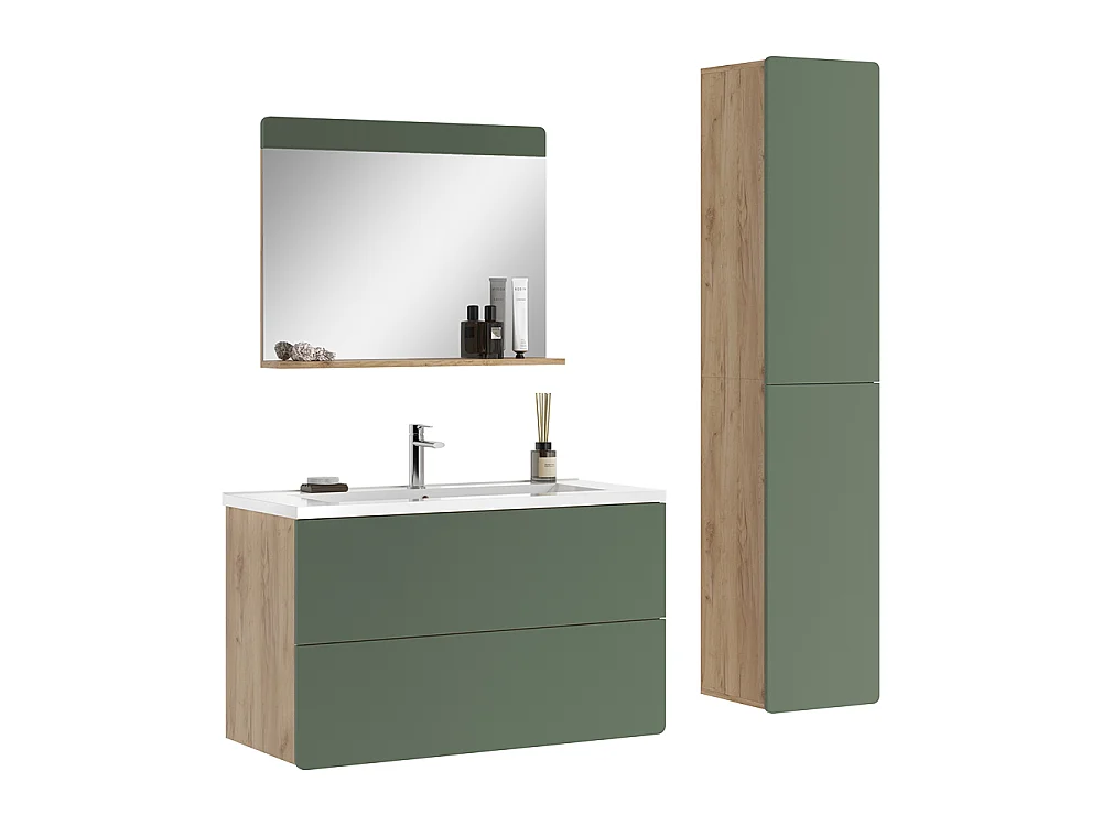 Zestaw mebli łazienkowych zielony/dąb goldkraft 100x44.6x57.8 izan