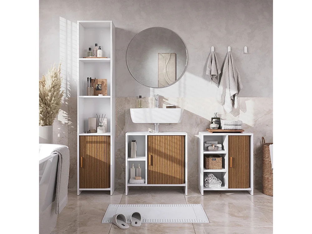 Badmöbel-Set eiche/weiß 60x30x60 norea
