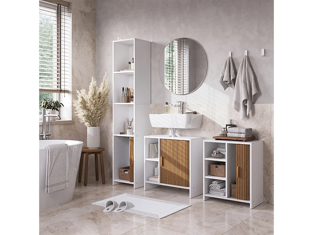Badmöbel-Set eiche/weiß 60x30x60 norea