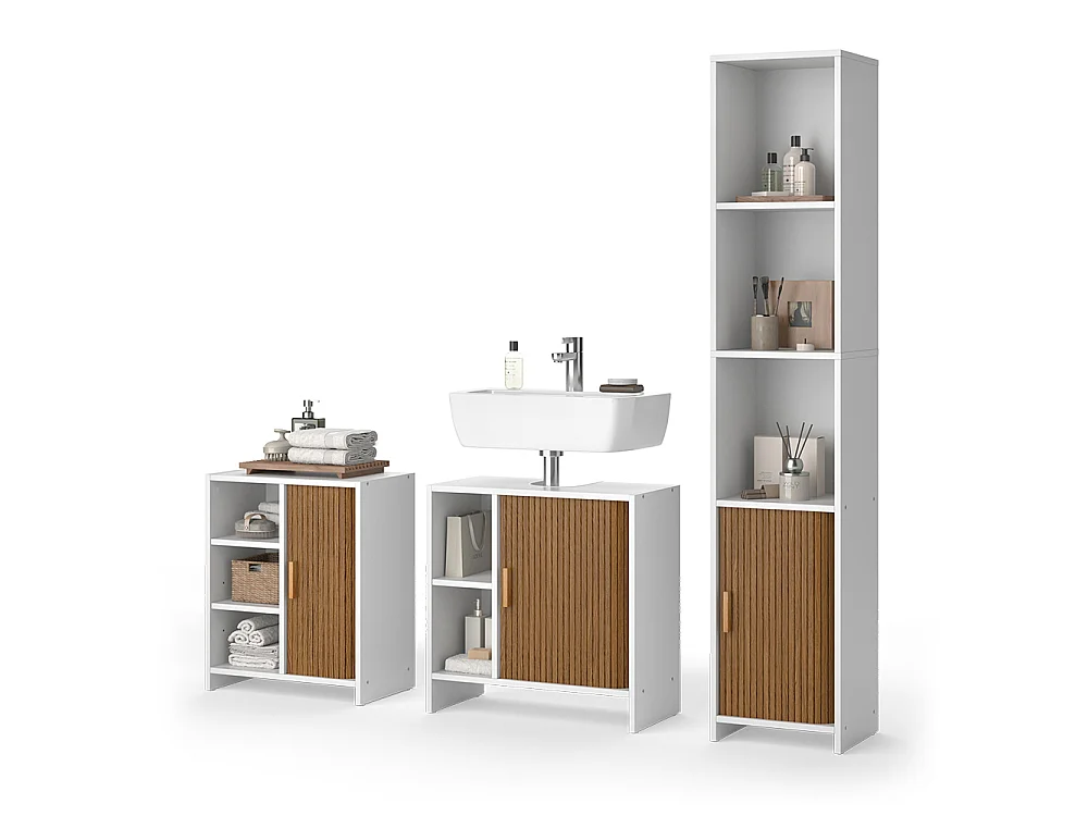 Badmöbel-Set eiche/weiß 60x30x60 norea