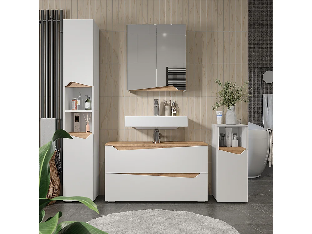 Badmöbel-Set weiß/artisan-eiche 100x35x57.5 marelle