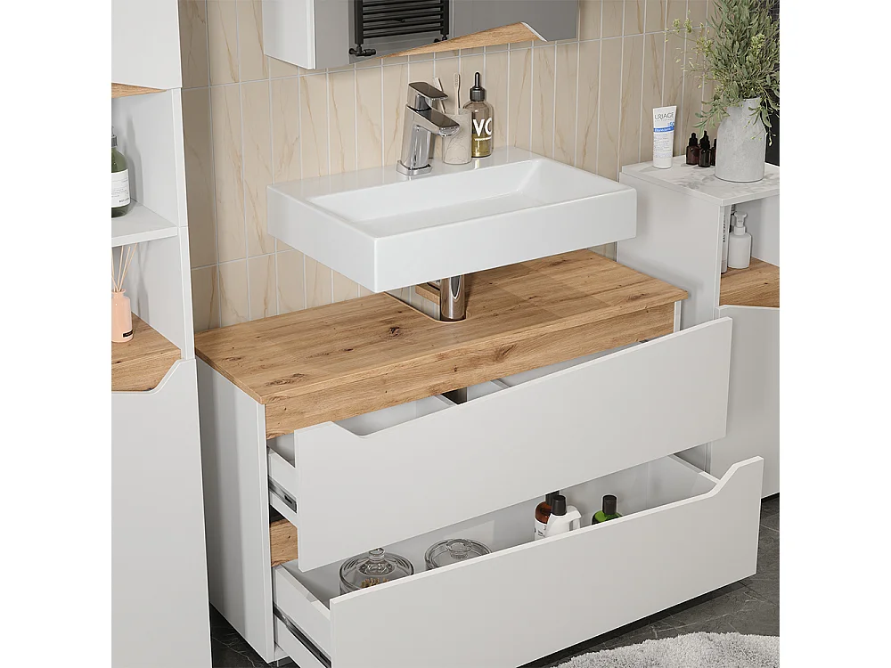 Badmöbel-Set weiß/artisan-eiche 100x35x57.5 marelle