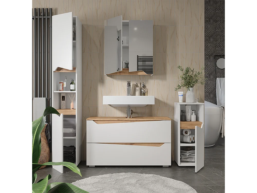 Badmöbel-Set weiß/artisan-eiche 100x35x57.5 marelle