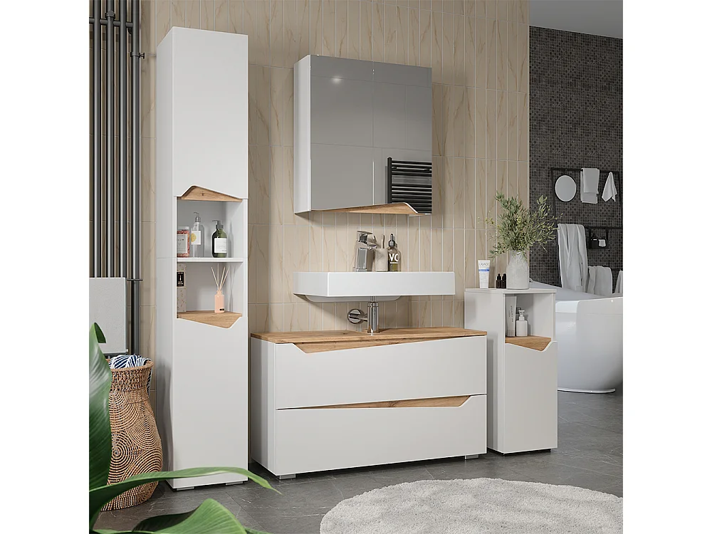 Badmöbel-Set weiß/artisan-eiche 100x35x57.5 marelle
