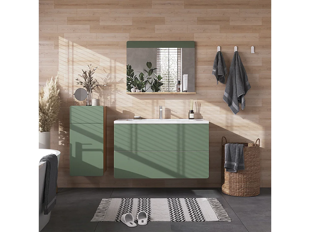 Zestaw mebli łazienkowych zielony/dąb goldkraft 100x44.6x57.8 izan