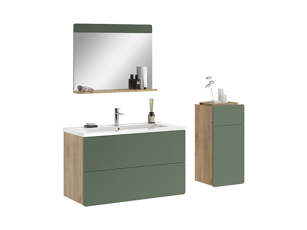 Zestaw mebli łazienkowych zielony/dąb goldkraft 100x44.6x57.8 izan