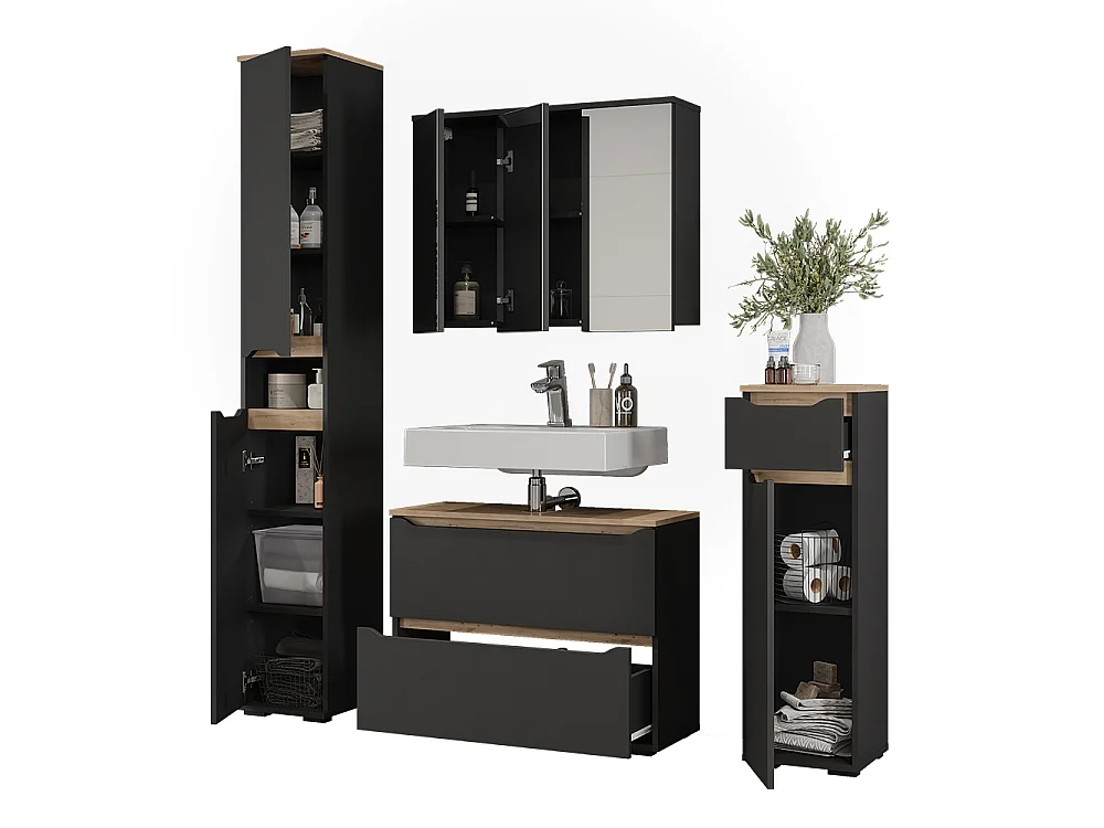 Badmöbel-Set anthrazit/artisan-eiche 80.2x20x62 ruben