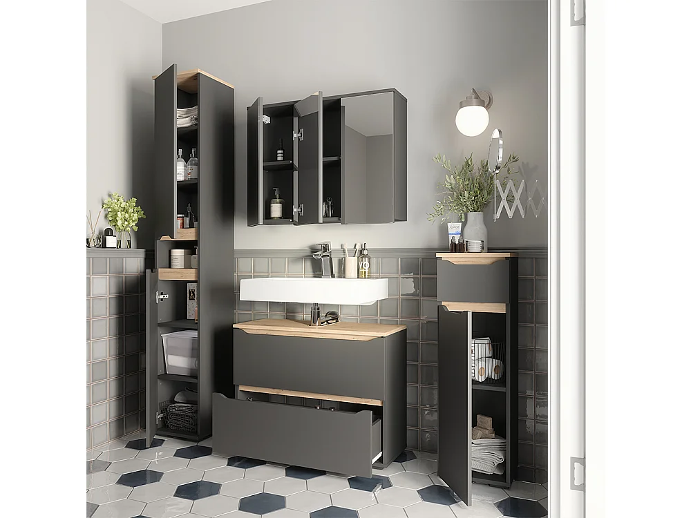 Badmöbel-Set anthrazit/artisan-eiche 80.2x20x62 ruben