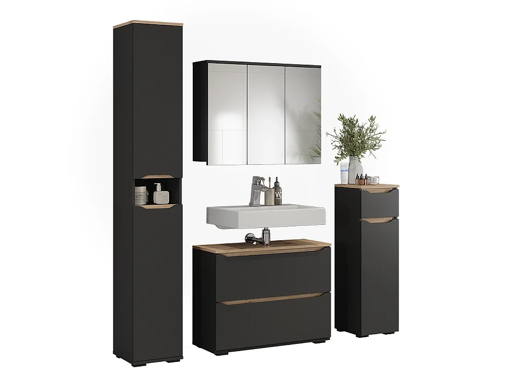 Badmöbel-Set anthrazit/artisan-eiche 80.2x20x62 ruben