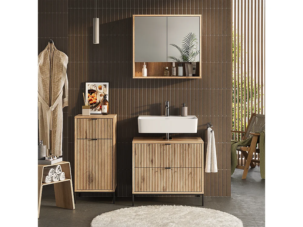 Meubles bain chêne viking 70x45.1x63 eliza