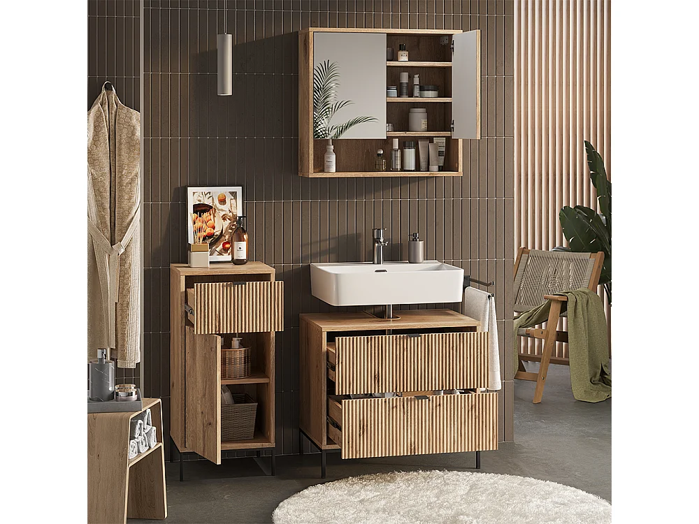 Meubles bain chêne viking 70x45.1x63 eliza