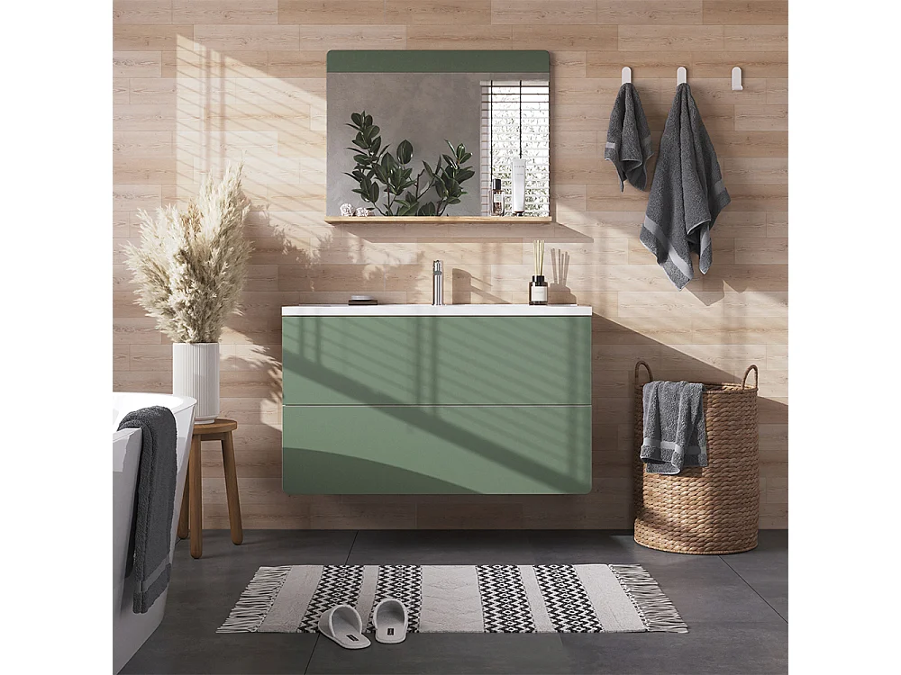 Zestaw mebli łazienkowych zielony/dąb goldkraft 100x44.6x57.8 izan