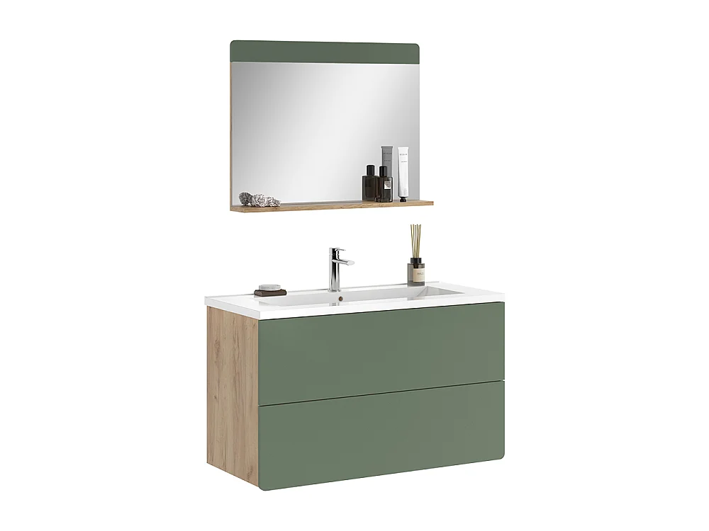 Zestaw mebli łazienkowych zielony/dąb goldkraft 100x44.6x57.8 izan
