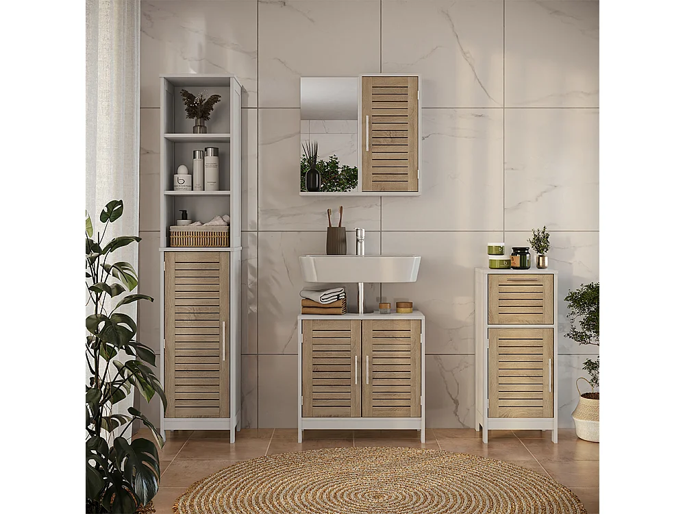 Zestaw mebli łazienkowych biały/dąb 60x29.6x60 looma