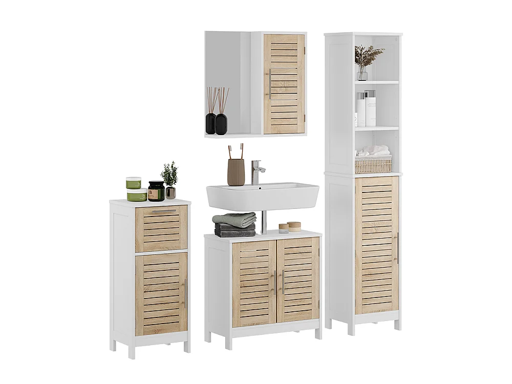 Zestaw mebli łazienkowych biały/dąb 60x29.6x60 looma