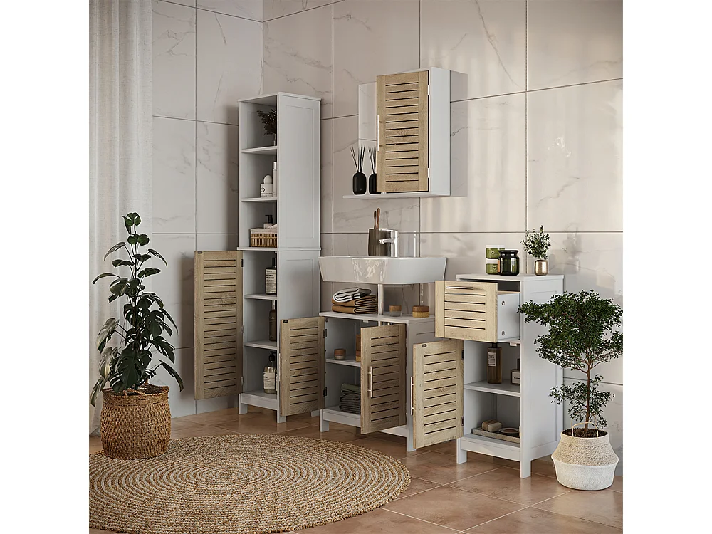 Zestaw mebli łazienkowych biały/dąb 60x29.6x60 looma