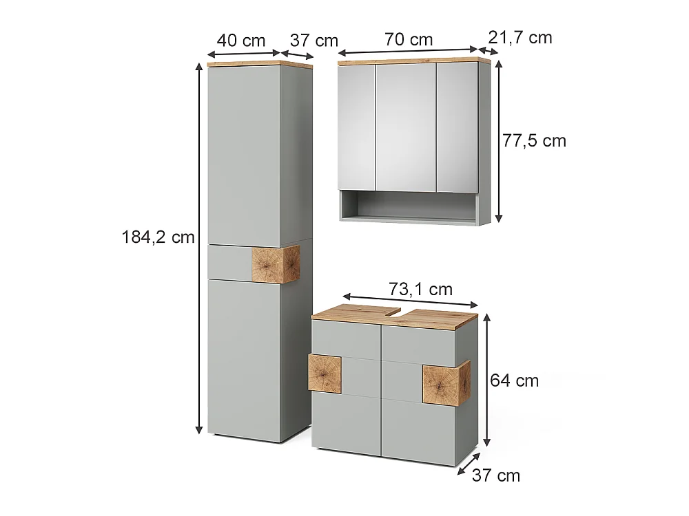 Badrumsmöbelset grå 75x37x64 eden