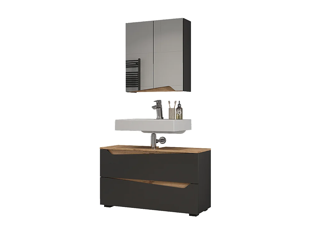 Badrumsmöbelset antracit/hantverks ek 100x35x57.5 marelle