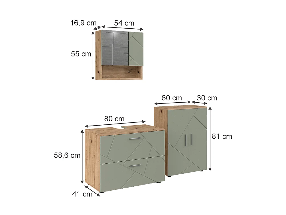 Badrumsmöbelset salvia grön 80x41x58.6 irma