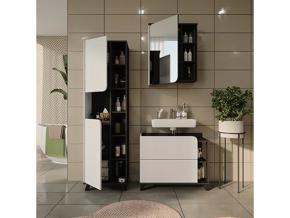 Badrumsmöbelset vit/antracit 80x35x65 karen