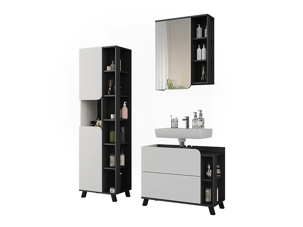 Badrumsmöbelset vit/antracit 80x35x65 karen