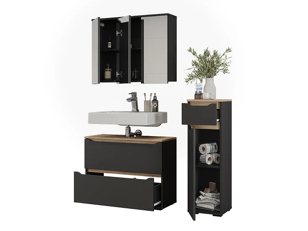Badmöbel-Set anthrazit/artisan-eiche 80.2x20x62 ruben